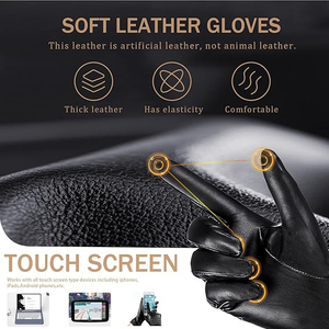 Gants de mode pour femmes en cuir PU, longueur poignet, compatibles écran tactile, écologiques, respirants, doublure cachemire, pour l'hiver, la conduite, les soirées de luxe - Product Image 5