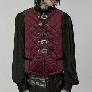 Chaleco Gótico Punk Negro para Hombre con Múltiples Hebillas en la Parte Delantera, Chaleco Acolchado de Invierno con Forro de Algodón - Product Image 2