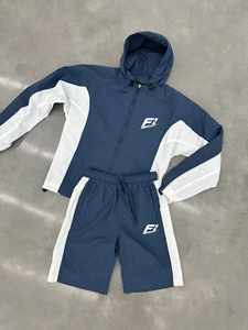 2024 New Custom Logo Streetwear Two Pieces <b>Hoodie</b> & Nylon Crinkled Windbreaker Short Sets Winter Tracksuit men's jackets - Product Image 2