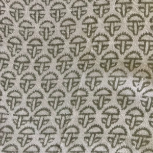 Tela de algodón estampada a mano – Diseño minimalista con estampado Buti en toda la superficie |   Textil Tradicional Indio Color Verde Salvia - Product Image 3