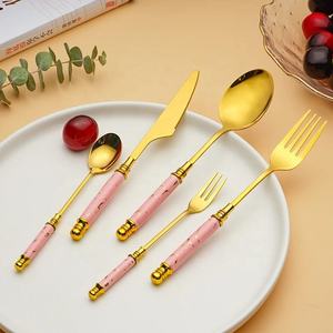 Elegant Royal Design Cutlery Flatware Set <b>Resin</b> Handle Stainless Steel with Gold Finish for Weddings and Special Occasions - Product Image 2