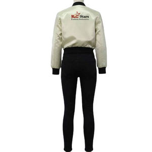 Bomber <b>Jacket</b> With Custom Brand Logo Windproof Casual Outerwear Rib-Knit Trim Baseball Coated Polyester <b>Jacket</b> - Product Image 6