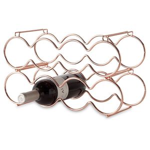 Porte-bouteilles en métal bronze antique pour table, support pour 6 bouteilles avec porte-verres, présentoir à vin pour comptoir, support décoratif pour bar - Product Image 2