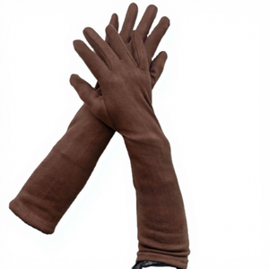 Gants longs d'hiver en plumes de poulet, compatibles écran tactile, résistants au vent, chauds, couleur unie, haut de gamme et élégants - Product Image 1