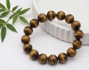 Pulsera de Cuentas Redondas de Ojo de Tigre, Brazalete de Piedras Preciosas Naturales de Ojo de Tigre, Joyería Elástica con Cuentas Marrón Dorado - Product Image 3