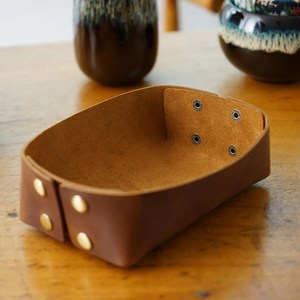 Smooth Nappa Genuine Leather <b>Tray</b> Premium Soft Touch Desktop Catchall Box Bulk Supplier Real Leather <b>Tray</b> GLTY-0106 - Product Image 5