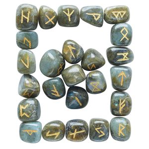 Ensemble de pierres runiques en labradorite naturelle, 25 pièces, pierres runiques en cristal gravées pour la divination, collection en gros - Product Image 3