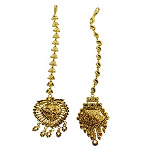 Anillo Nasal de Oro Sólido de 22K con Cadena Sahari, Joyería Tradicional India para Bodas, Aro Nasal de Oro Amarillo Auténtico - Product Image 1