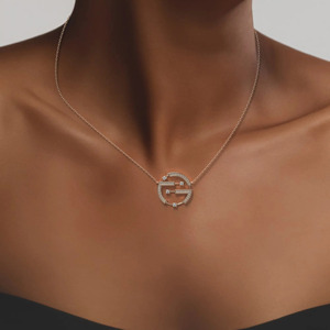 Collier pendentif en or rose avec diamant de laboratoire signe du zodiaque Balance - Product Image 1