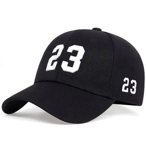 Casquette de baseball 6 panneaux noire Econex Sports avec broderie 3D blanche 23, ajustable, unisexe, en sergé, décontractée, respirante, imperméable, 100 % coton - Product Image 6