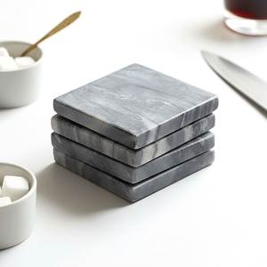 Designer Marble <b>Coasters</b> – Luxury Living Room Accessories Black Marble <b>Coaster</b> <b>Set</b> – Elegant Contemporary Decor - Product Image 5