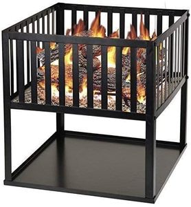 Brasero moderne en fonte autoportant pour chauffage extérieur au bois avec bac à cendres, noir thermolaqué, écologique - Product Image 3