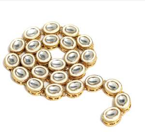 Conector Ovalado de Aleación Chapado en Oro de 18K con Cristales Golden Meena Kaari, Componentes de Joyería Multiusos al por Mayor - Product Image 1