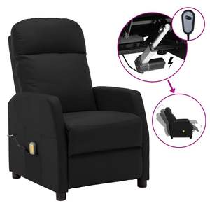 Fauteuil inclinable de massage en similicuir noir avec structure en contreplaqué et en fer - Product Image 1
