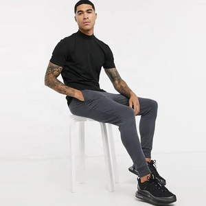 Fashionable 230 GSM Cotton Jersey Mock Neck <b>Half</b> <b>Sleeve</b> <b>T</b> <b>Shirt</b> Custom Logo Oversized Blank Short <b>Sleeve</b> Men's Casual <b>T</b> <b>Shirt</b> - Product Image 5