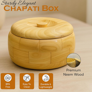 Caja Redonda de Madera Tallada para Cazuelas con Tapa, Caja de Madera Sólida para Roti, Chapati, Dabba, Recipiente para Comida Caliente para Cocina y Comedor - Product Image 5