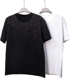 T-Shirt noir à strass pour hommes, luxueux, orné de diamants scintillants, ONEAPEX INTERNATIONAL, manches courtes, respirant, Streetwear - Product Image 3