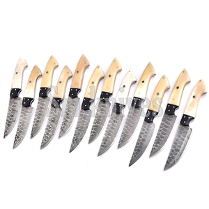 Juego de 12 Cuchillos de Caza de Acero de Damasco de Grado Industrial con Mango de Hueso, Hoja Biselada de Punta Caída, OEM/ODM, Cuchillería de Cocina, Caja de Regalo - Product Image 4