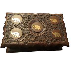 Hand Carved Wooden Jewelry Organizer <b>Box</b> Elephant Pattern Storage Case Decorative <b>Keepsake</b> <b>Box</b> for Home Display - Product Image 2