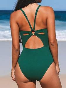 Combinaison une pièce à séchage rapide pour femmes, maillot de bain sans manches très extensible, maillot de bain pour femmes, imprimé léopard, col en V profond - Product Image 5