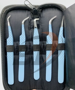 Pinzas Profesionales para Extensión de Pestañas de Color Azul Bebé, Personalizadas OEM, Aplicador de Pestañas con Punta Puntiaguda para Belleza - Product Image 6