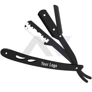 Navajas de barbero estilo Swing Lock de acero inoxidable con funda de cuero, logotipo personalizado, precio económico, fabricante de navajas de barbero personalizadas. - Product Image 3