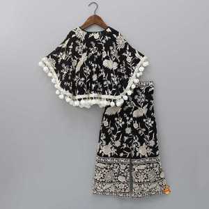 Ensemble robe et pyjama pour filles, 2 pièces, 100% coton, fait main, élégant, avec broderie florale et léopard, taille élastique, ourlet à volants - Product Image 6