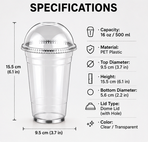 Wholesale Transparent PET <b>Plastic</b> <b>Cups</b> with Dome Lids for Cold Coffee Bubble Tea Juice and Soft <b>Drinks</b> - Product Image 2