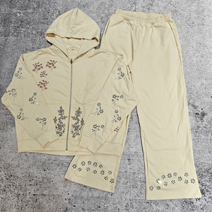 Chándales de Alta Calidad para Hombre y Mujer, Resistentes al Viento, Casuales de Invierno, con Estampado Desgastado por el Sol, Pedrería y Transpirables - Product Image 4