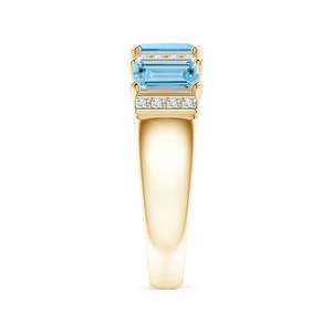 Anillo de Oro Sólido de 14K con Gema de Aguamarina Natural, Corte Esmeralda de 6*4 mm, Halo de Diamantes Naturales, Joyería Fina, Certificado IGI - Product Image 2