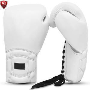 Gants de boxe SUMROOS SI en cuir noir et or avec sangle de poignet réglable, durables, protecteurs, confortables, équipement d'entraînement, design à lacets - Product Image 2