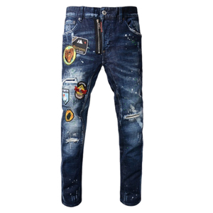 Premium High Quality Men Denim Jeans Slim Fit <b>Stretch</b> Y2K Vintage Pencil Pants Ripped Custom OEM Bulk Wholesale - Product Image 3