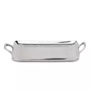 Bandeja chapada en oro de aluminio para mesa Bandeja de servicio de calidad duradera decorativa Disponible en diseño personalizado - Product Image 3