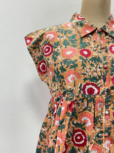 Débardeurs en coton tissé à imprimé floral écologique pour femme, légers, courts, boutonnés, décontractés, style japonais, pour le bureau et le quotidien - Product Image 4