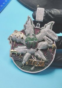 จี้รูปใบกัญชาแบบกลมผ่านการทดสอบ ประดับเพชรโมอิสซาไนต์ จี้ใบกัญชาแบบฮิปฮอป เงินแท้ 925 - Product Image 3