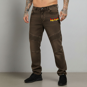 Fashionable Casual Midweight Breathable custom <b>Embroidered</b> logo Denim <b>Jeans</b> High Quality Stonewashed Hip Hop Men's Denim Pants - Product Image 4