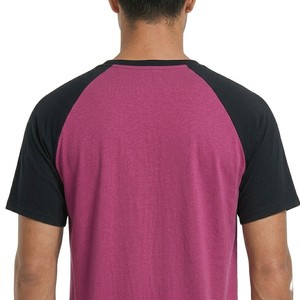 Ensemble décontracté d'été pour homme : T-shirt raglan rose et noir et short, style poche, col ras du cou, tenue deux pièces pour le sport et la détente - Product Image 3