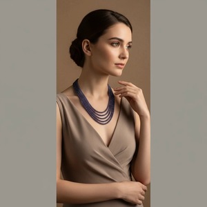 Collier en Tanzanite Naturelle - 47 cm de Long, Fait Main, Bijoux en Pierres Précieuses en Gros d'Inde - Product Image 5