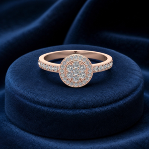 แหวนแต่งงานเพชรทรงกลมแท้ 0.75 กะรัต สำหรับผู้หญิง |   แหวนหมั้นโรสโกลด์ 14K พร้อมดีไซน์รัศมี ของขวัญเครื่องประดับเจ้าสาวสุดหรูระดับพรีเมียม - Product Image 2