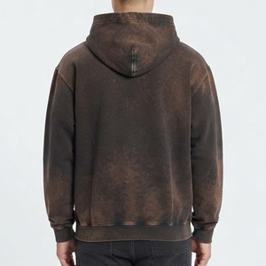 Nueva Sudadera con Capucha Oversize para Hombre, Marrón, de Algodón French Terry, Teñida, Informal, para Otoño, con Bolsillos, Antipilling - Product Image 6