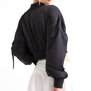 Premium <b>Women</b> Custom Color Cropped Bomber <b>Jacket</b> Pullover Casual Streetwear Breathable Winter Outerwear OEM ODM Wholesale - Product Image 4