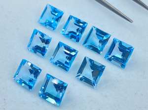 พลอยโทแพซสีฟ้าทรงเหลี่ยมเจียระไน ขนาดต่างๆ ตั้งแต่ 2 มม. ถึง 10 มม. สำหรับทำเครื่องประดับ - Product Image 5