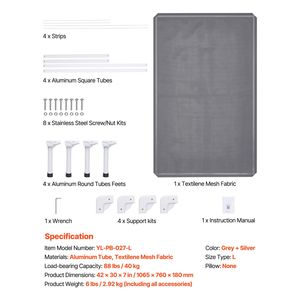 Portable <b>Raised</b> <b>Dog</b> Cot with Aluminum Tube Metal Frame Breathable Textilene Mesh for Large <b>Dogs</b> Elevated <b>Dog</b> <b>Bed</b> for Indoor Use - Product Image 4