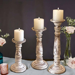 Porte-bougie décoratif en bois pour salon et table à manger, porte-bougie en bois fait main pour bougies chauffe-plat et bougies piliers - Product Image 4