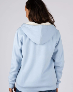 2026 Wholesale Women's Light Blue Zip Up <b>Hoodie</b> <b>Sherpa</b> <b>Lined</b> Fleece Pullover Full Sleeve Solid Casual Winter Sweatshirt - Product Image 3