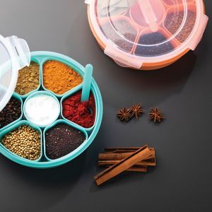 Boîte à épices élégante en plastique avec couvercle transparent, récipient de rangement multifonction pour masala, organisateur de cuisine pour usage quotidien - Product Image 1