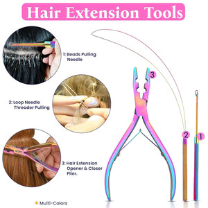 Kit d'extensions capillaires Micro Links Beauty & Crafts avec perles en acier inoxydable, pince de pose et de retrait, boucle pour extensions capillaires - Product Image 5