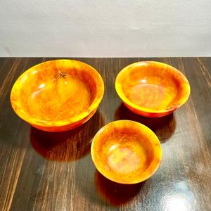 Ensemble de bols en résine écologiques faits à la main, vintage, orange marbré, poli, pour servir les aliments, cadeau de mariage - Product Image 5