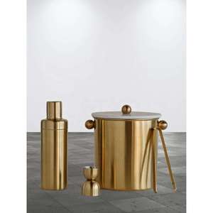Modern Brass Handmade Eco-Friendly Cocktail Bar <b>Set</b> with Shaker Ice Bucket Tongs <b>Measuring</b> <b>Cup</b> 750ml Capacity Bar Tools - Product Image 2
