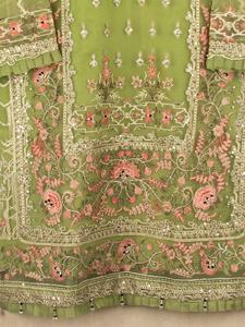 Hecho a mano 2021 Venta caliente Organza bordado estilo indio pakistaní Salwar Kameez para mujeres traje de vestir pesado de seda - Product Image 6